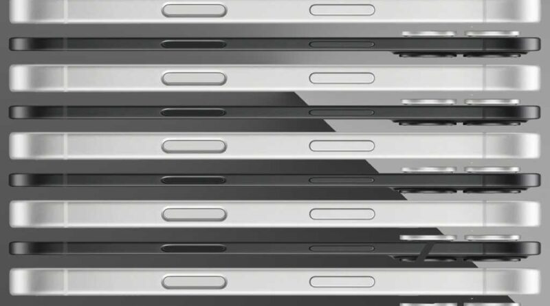 iPhone graphic with an iPhone 16 pro and a thin mockup of the iphone 17 air